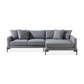 Skonsam Sjeselongsoffa Høyre med Prydnadskuddar Grå