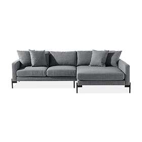 Skonsam Sjeselongsoffa Høyre med Prydnadskuddar Mörkgrå