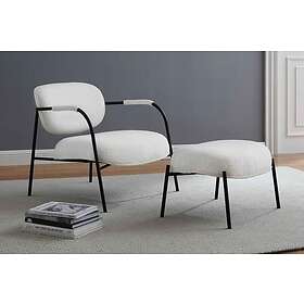 Parmila Lenestol med Fotpall Bouclé Vit H31102(Wales-101)