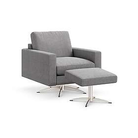 Sabero Lenestol med Fotpall Ljusgrå/Silver