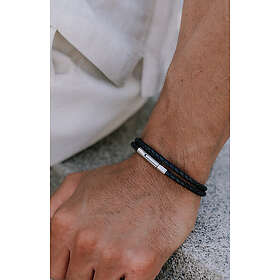 Scottsberry Svart Läderarmband Dual Elegance Silver