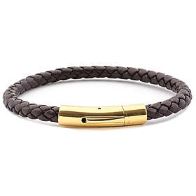 Scottsberry Mörkbrunt läderarmband guld