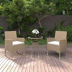 vidaXL Matgrupp för trädgården 3 delar konstrotting beige
