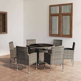 vidaXL Matgrupp för trädgården 7 delar konstrotting och antracit och grå