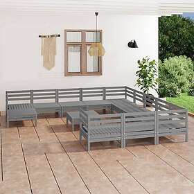 vidaXL Lounge-ryhmä för trädgården 13 delar grå massiv furu