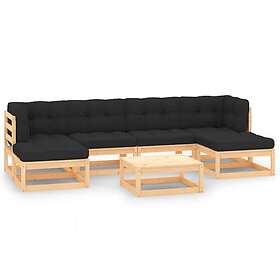 vidaXL Lounge Set 7 deler med puter solid furu
