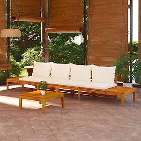 vidaXL Loungegrupp för trädgård gräddvita dynor 2 delar akacia