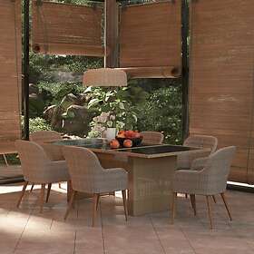 vidaXL Trädgårdsmatgrupp 7 delar Brun Rotting