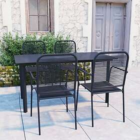 vidaXL Matgrupp för trädgården 5 delar svart glas och stål