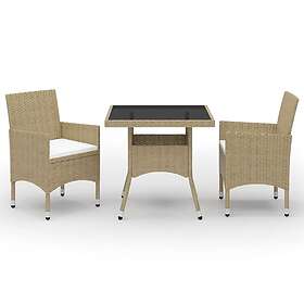 vidaXL Ensemble de salle à manger de jardin 3 pièces Beige Rotin artificiel et V
