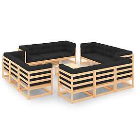 vidaXL Loungegrupp med dynor 13 delar massiv furu