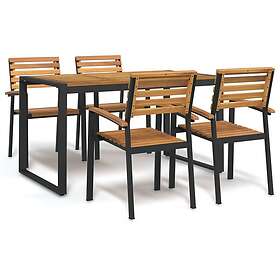 vidaXL Matgrupp för trädgården 5 delar massivt akacia&metall
