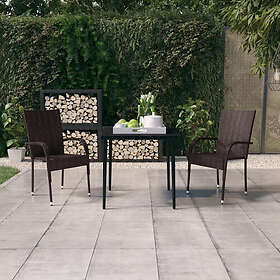 vidaXL Hage Spisegruppe 3 deler Brun Svart