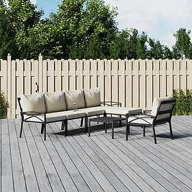 vidaXL Loungegrupp för trädgården med sandfärgade dynor 7 delar stål