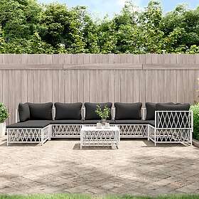 vidaXL Loungegrupp 8 delar med dynor vit stål