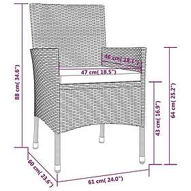 vidaXL Matgrupp för trädgården med dynor 5 delar beige konstrotting