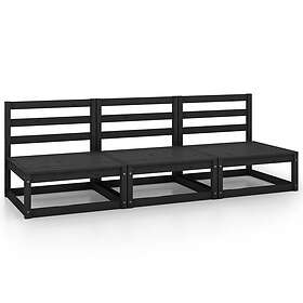 vidaXL Mittensektion till pallsoffa 3  svart massiv furu