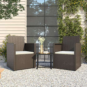 vidaXL Soffgrupp för trädgård med dynor 3 delar svart konstrotting