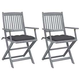 vidaXL Hopfällbara trädgårdsstolar med dynor 2 st massivt akaciaträ 3064497