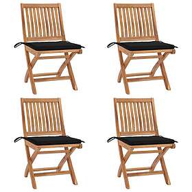 vidaXL Chaises de jardin pliantes avec coussins 4 pcs teck massif 3072814