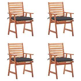 vidaXL Trädgårdsstolar 4 st med dynor massivt akaciaträ 3078335