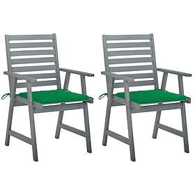 vidaXL Trädgårdsstolar med dynor 2 st massivt akaciaträ 3064406