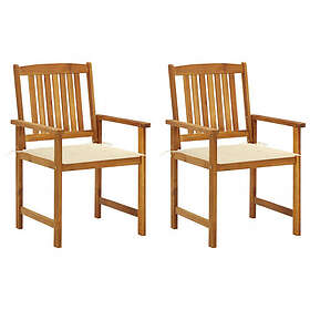 vidaXL Trädgårdsstolar med dynor 2 st massivt akaciaträ 3061171