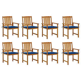 vidaXL Trädgårdsstolar med dynor 8 st massivt akaciaträ 3078176