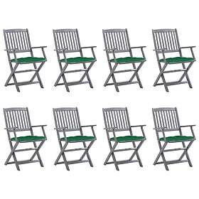 vidaXL Ensemble de 8 chaises de jardin pliantes avec coussins bois d'acacia mass