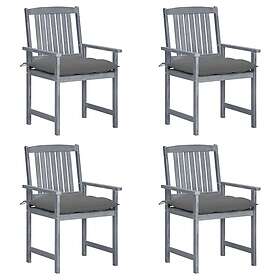 vidaXL Trädgårdsstolar med dynor 4 st grå massivt akaciaträ 3061254