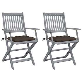 vidaXL Chaises de jardin pliantes avec coussins 2 pcs bois d'acacia massif 30645