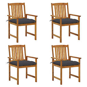 vidaXL Trädgårdsstolar med dynor 4 st massivt akaciaträ 3061198