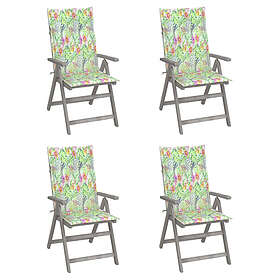 vidaXL Fällbara trädgårdsstolar med dynor 4 st massivt akaciaträ 3065389