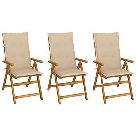 vidaXL 3064092 Ensemble de 3 chaises de jardin en bois d'acacia massif avec cous