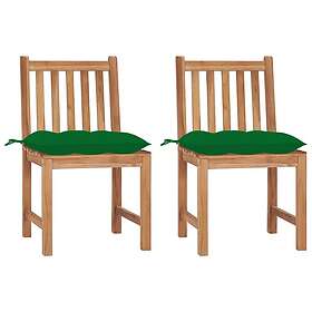 vidaXL 3062936 Trädgårdsstolar 2 st Massiv teak med dynor