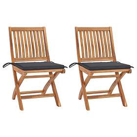 vidaXL 3062433 Ensemble de 2 chaises de jardin bois de teck massif anthracite