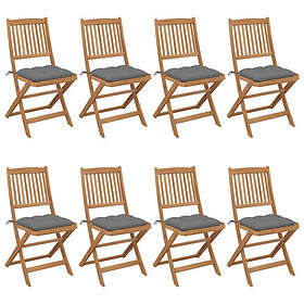 vidaXL 3075037 Ensemble de 8 chaises de jardin pliantes en acacia massif avec co