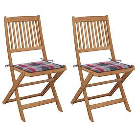 vidaXL Hopfällbara trädgårdsstolar med dynor 2 st massivt akaciaträ 3064657