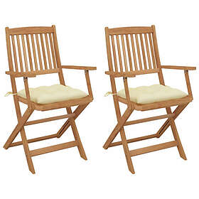 vidaXL Foldbare havestole med hynder Sæt af 2 Massivt akacietræ 3064607