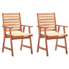 vidaXL Havestole 2 stk med hynder massivt akacietræ 3064322