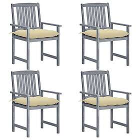 vidaXL Trädgårdsstolar med dynor 4 st grå massivt akaciaträ 3061256