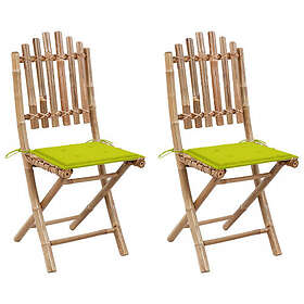 vidaXL Chaises de jardin pliantes avec coussins 2 pcs Bambou 3063998