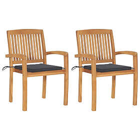 vidaXL Trädgårdsstolar 2 st Massivt teakträ 3063252