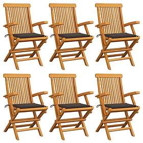 vidaXL 3062549 Sæt af 6 havestole massivt teaktaupe