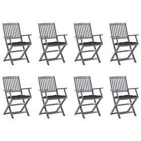 vidaXL Set de 8 chaises de jardin pliantes avec coussins Bois d'acacia massif 30