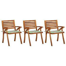 vidaXL Trädgårdsstolar med dynor 3 st massivt akaciaträ 3060817