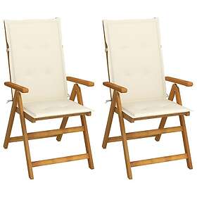 vidaXL 3064061 havestole med hynder 2 stk massivt akacietræ