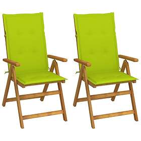 vidaXL Chaises de jardin réglables avec coussins Lot de 2 Acacia massif 3064070