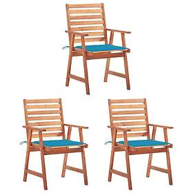 vidaXL Chaises de jardin 3 pcs avec coussins Bois d'acacia massif 3064351