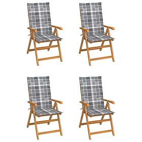 vidaXL Trädgårdsstolar med dynor Grå 4 st Massiv teak 3065544